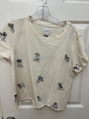 Maeve Caitlin Boxy Tee with Embroidered Dogs